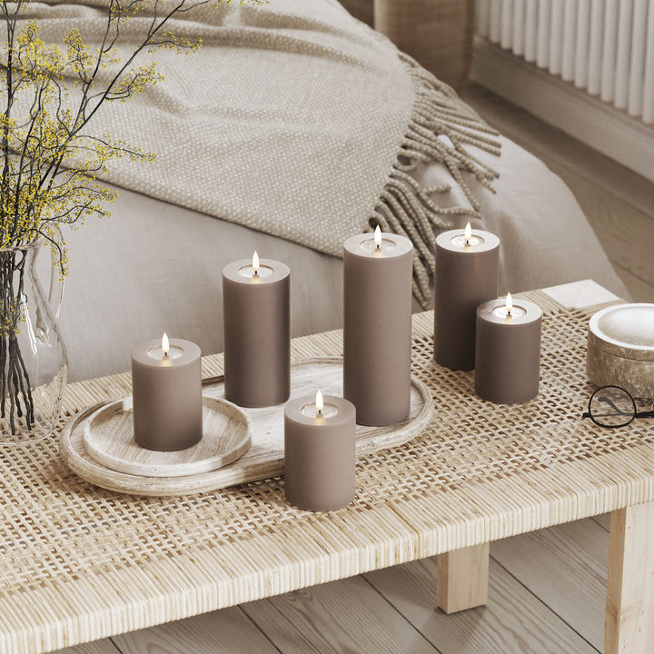 Flameless LED Mocha Wax Pillar Candle