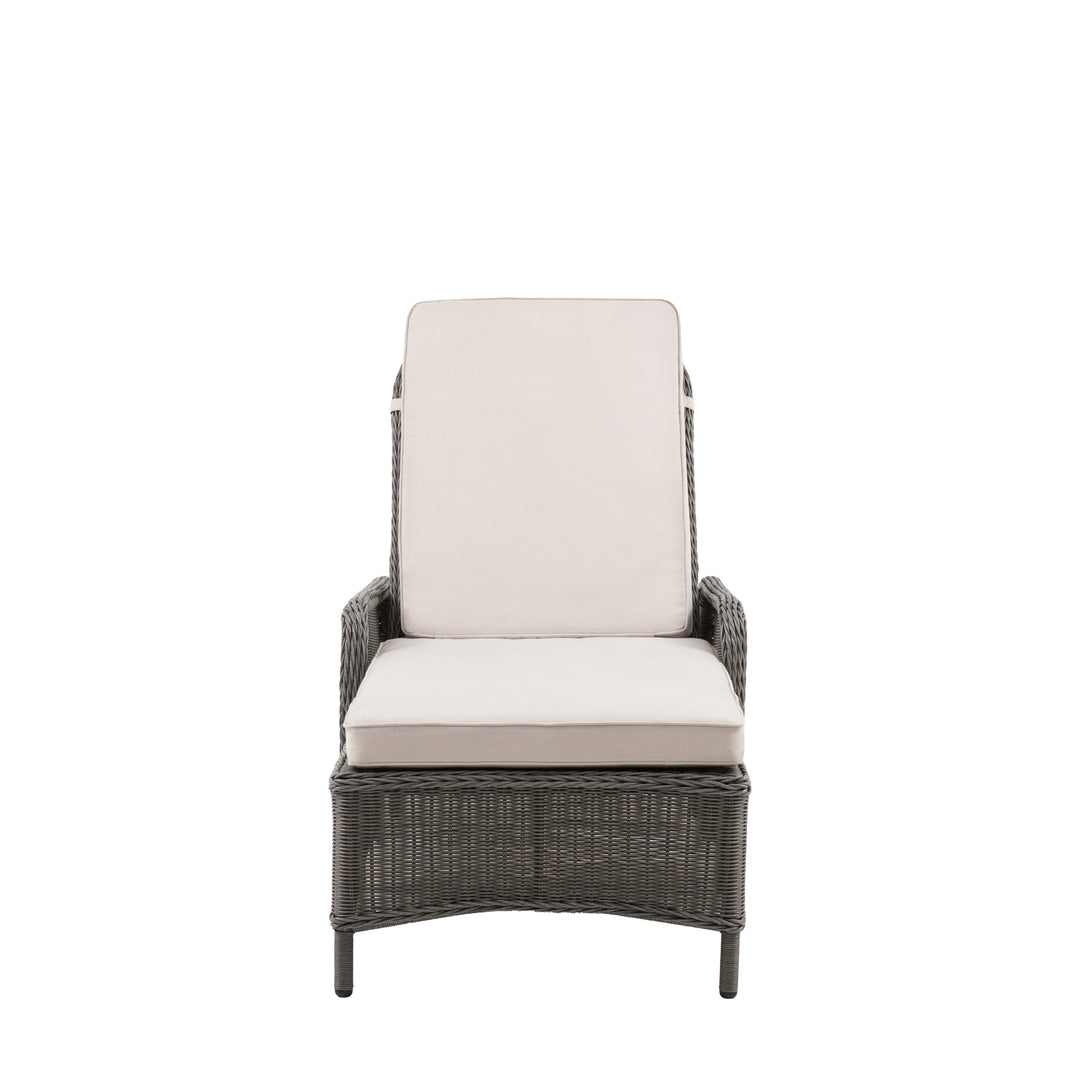 Ascot Outdoor Rattan Sun Lounger with Cushion in Salt Spray