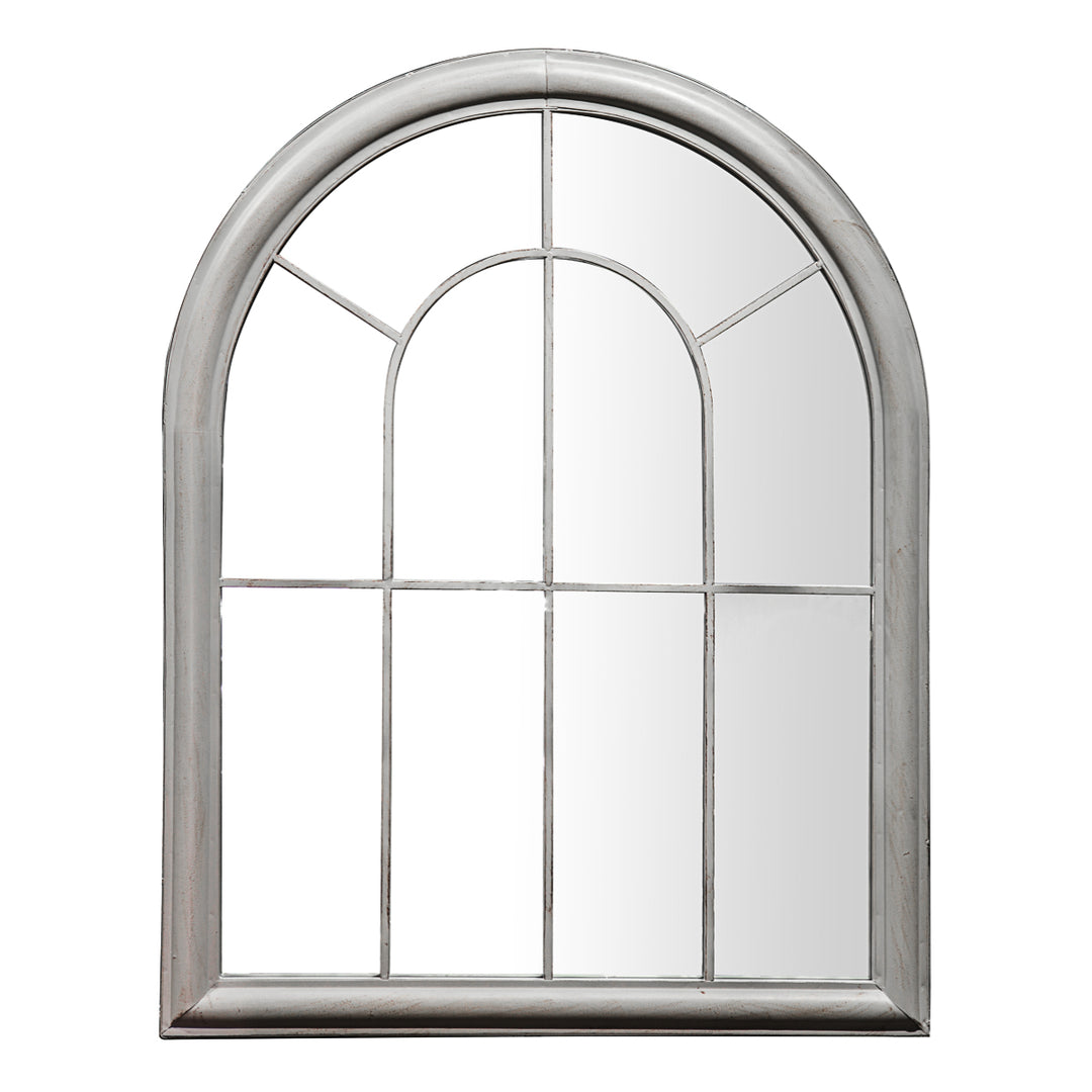 Laguna Outdoor Garden Mirror in Distressed Grey Arched Design