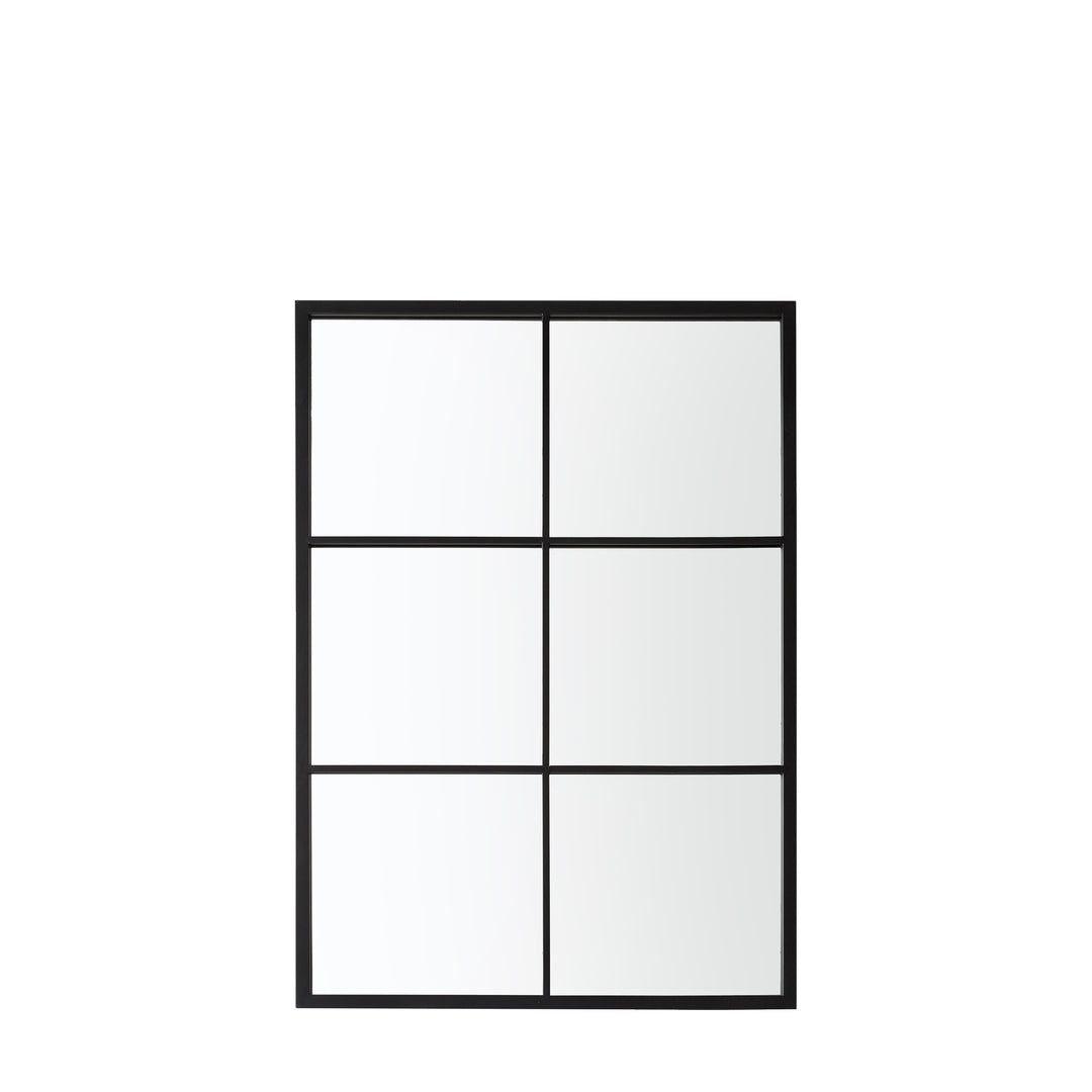 Knowlton Outdoor Garden Mirror in Black 6 Pane Window Design