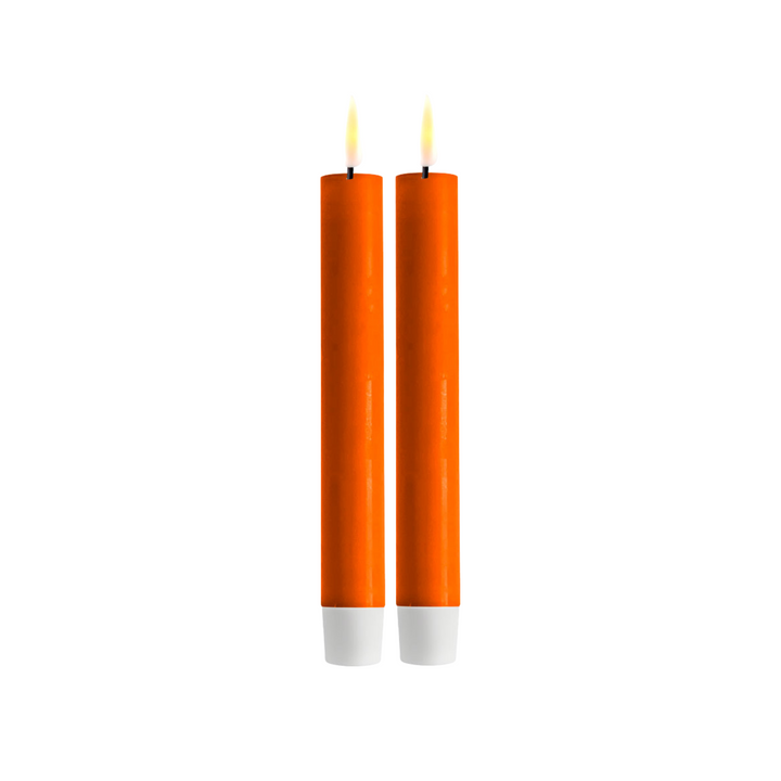 Flameless LED Orange Set of 2 Dinner Candles