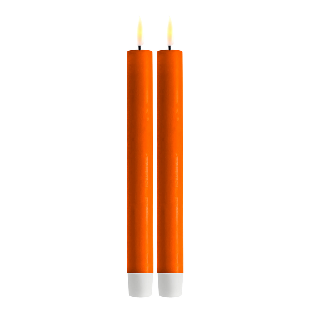 Flameless LED Orange Set of 2 Dinner Candles