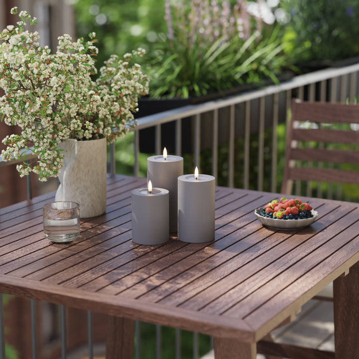 Flameless Outdoor Grey LED Candle