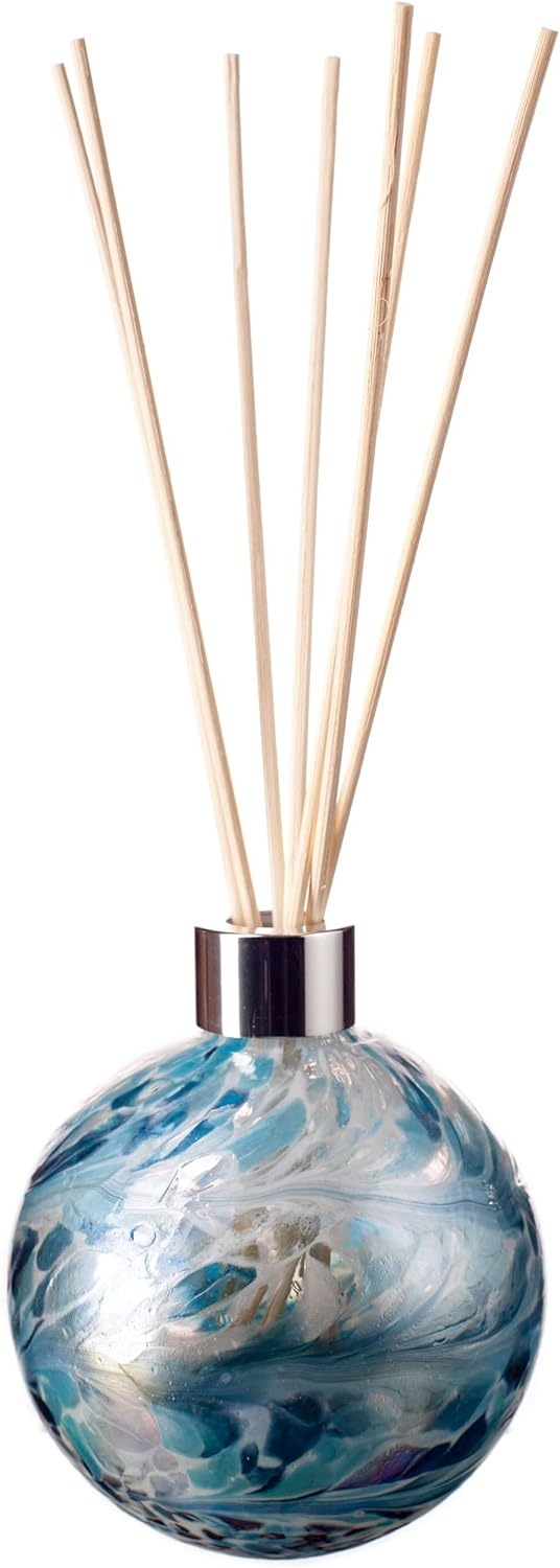 Glass Sphere Reed Diffuser in Crackled Turquoise & White