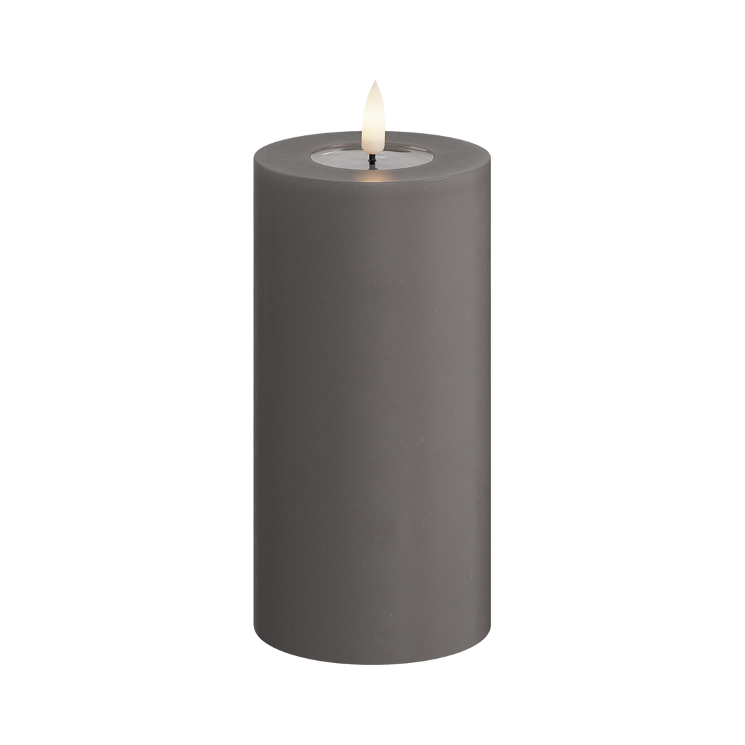 Flameless LED Grey Wax Pillar Candle