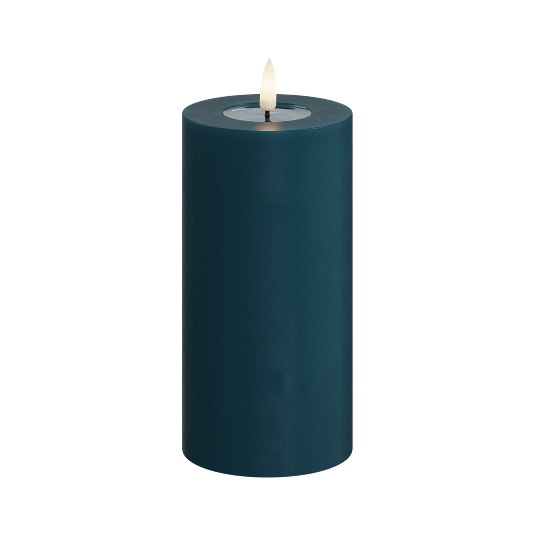 Flameless LED Petroleum Blue Wax Pillar Candle