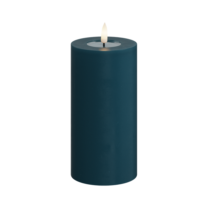 Flameless LED Petroleum Blue Wax Pillar Candle
