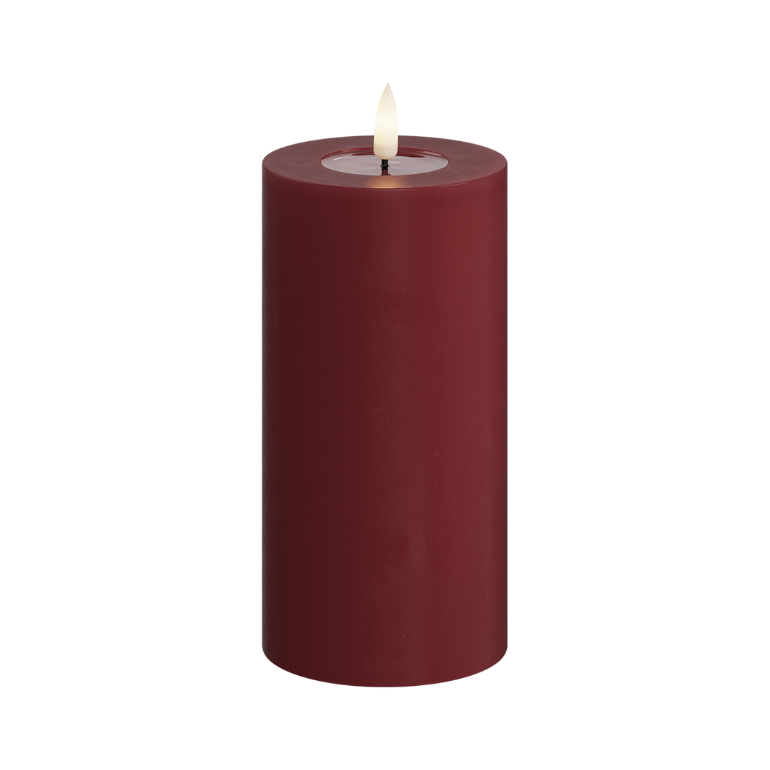 Flameless LED Bordeaux Wax Pillar Candle