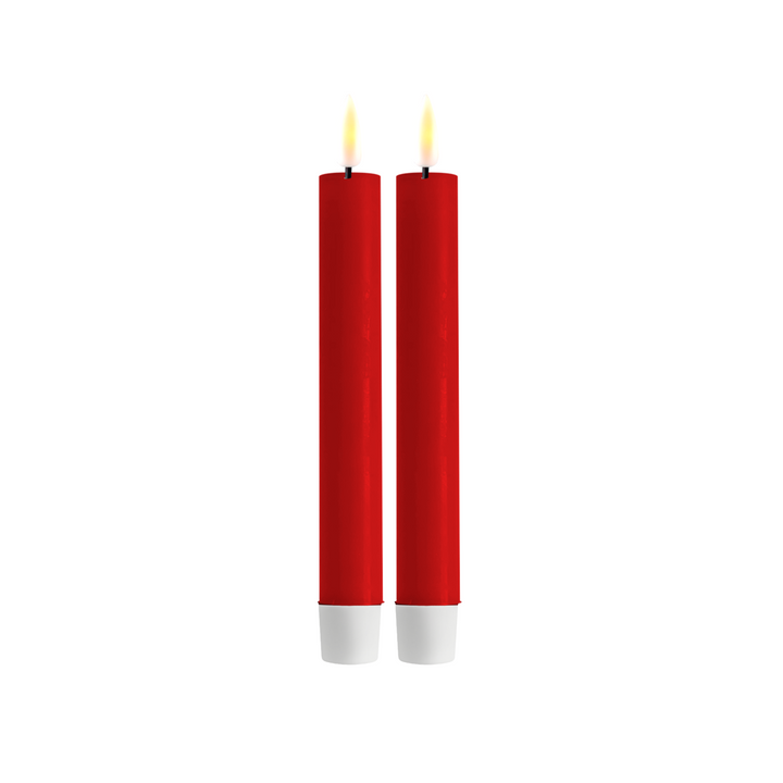 Flameless LED Red Set of 2 Dinner Candles