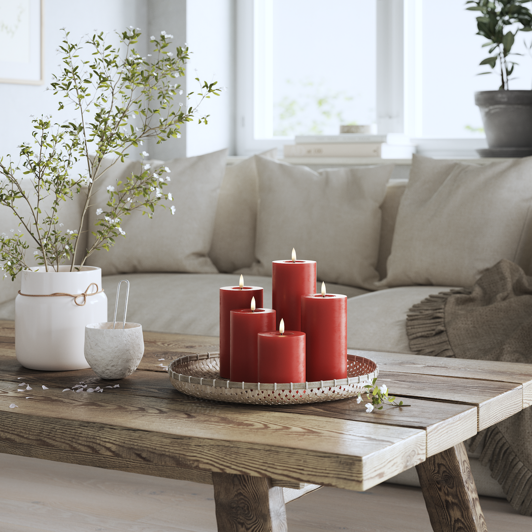 Flameless LED Red Wax Pillar Candle