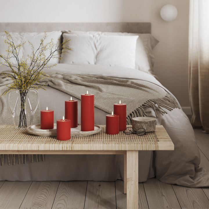 Flameless LED Red Wax Pillar Candle