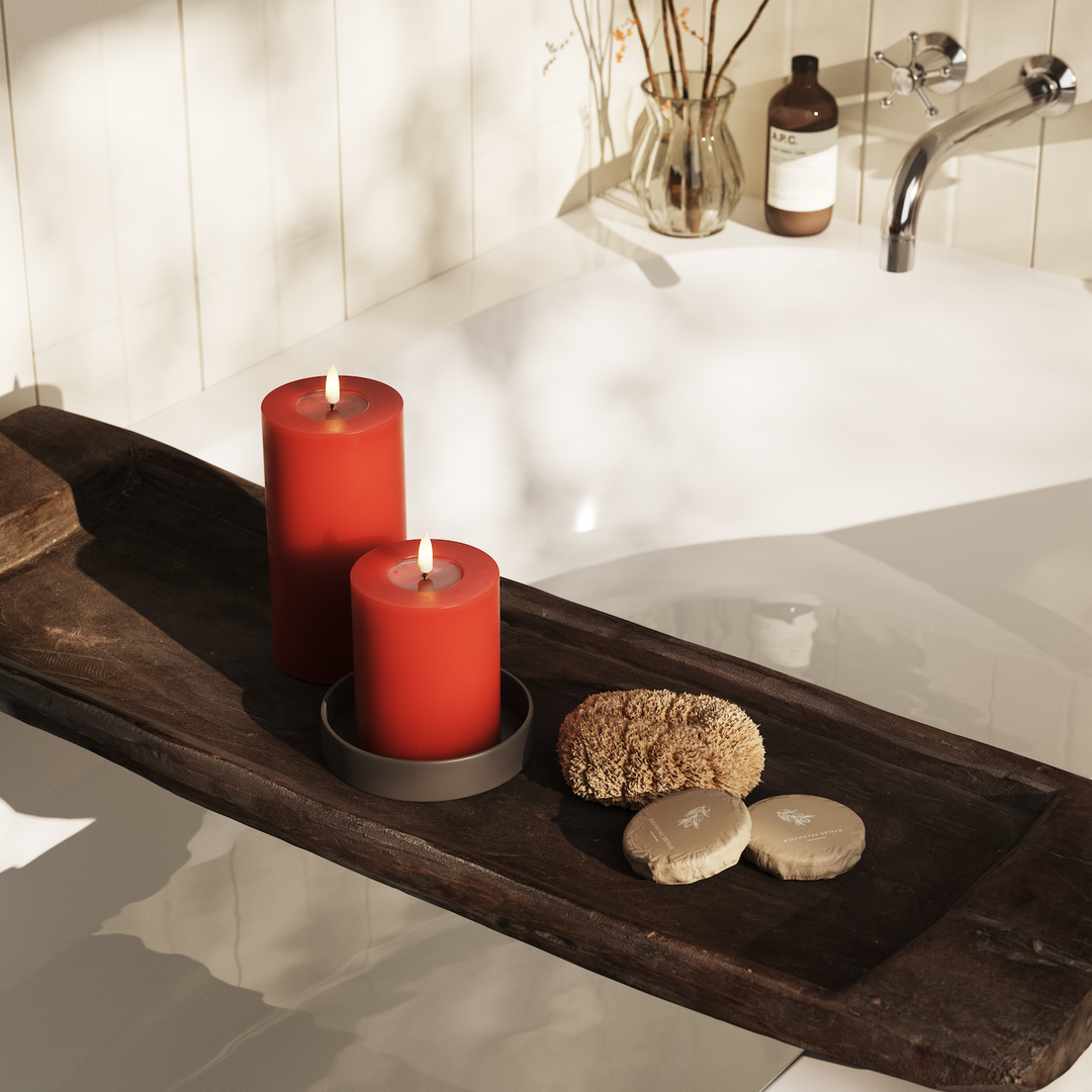 Flameless LED Red Wax Pillar Candle