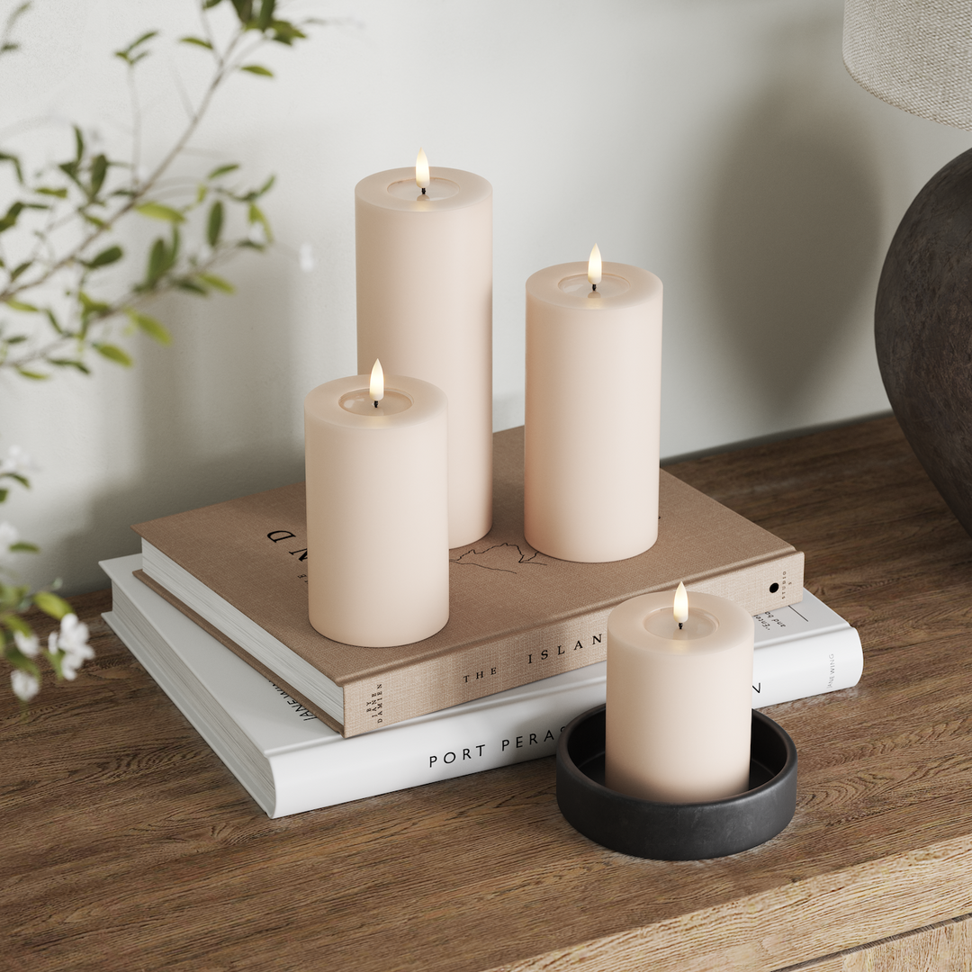 Flameless LED Rose Wax Pillar Candle