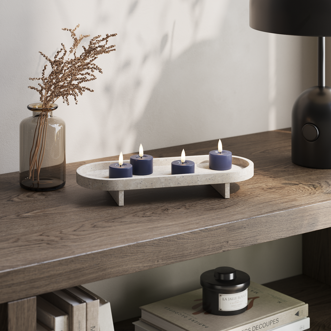 Flameless LED Royal Blue Wax Pillar Candle