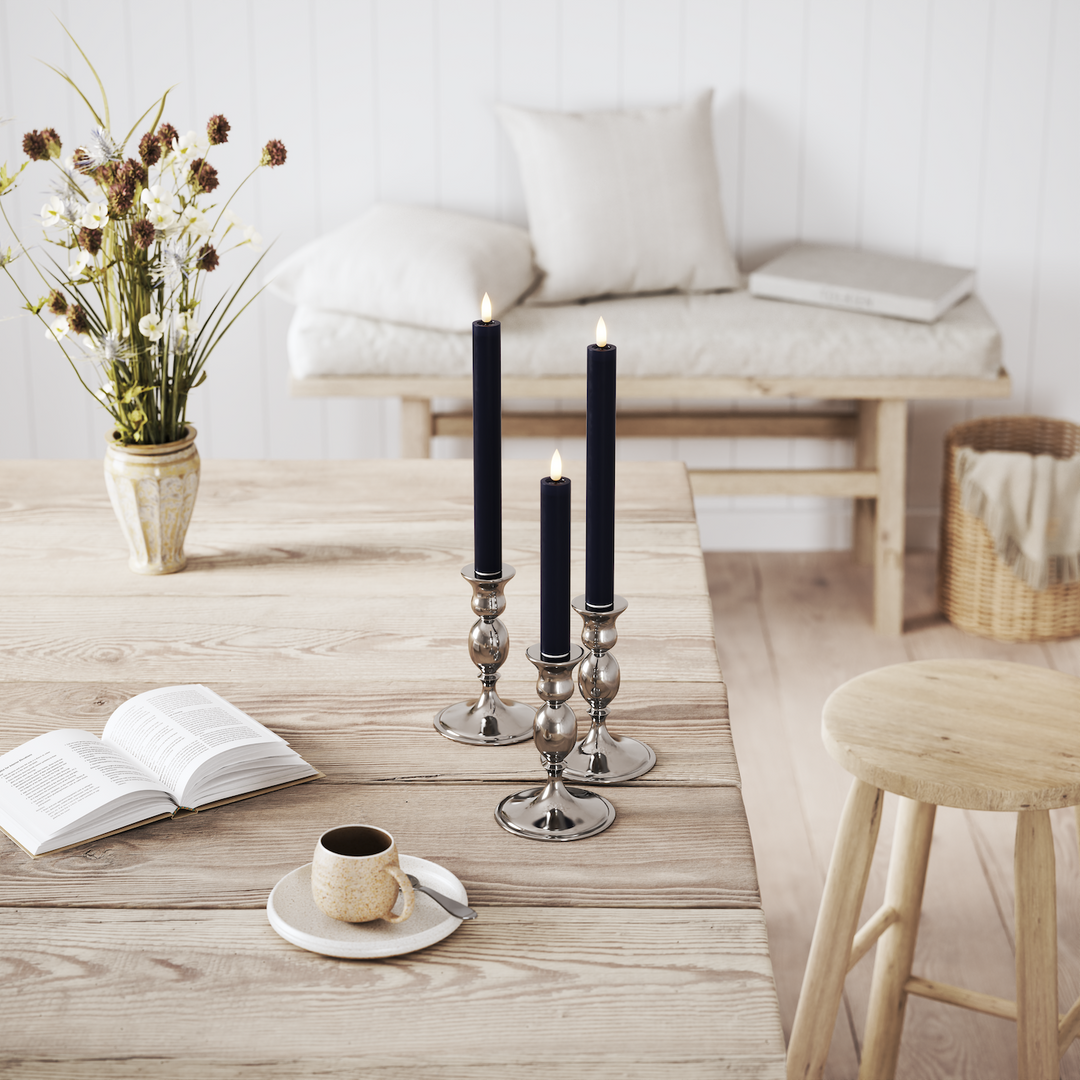 Flameless LED Royal Blue Wax Pillar Candle