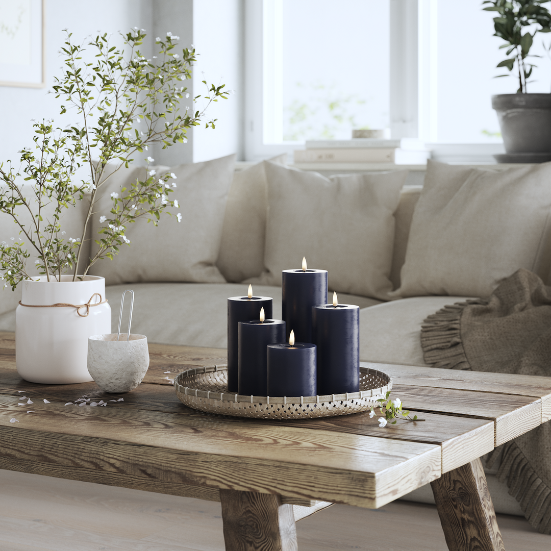 Flameless LED Royal Blue Wax Pillar Candle