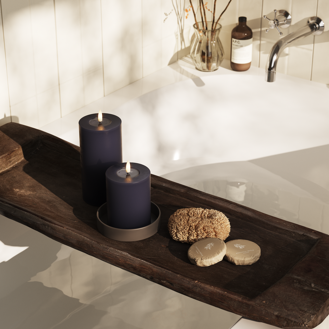 Flameless LED Royal Blue Wax Pillar Candle