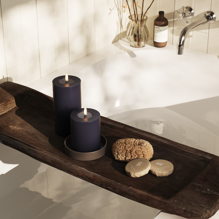 Flameless LED Royal Blue Wax Pillar Candle