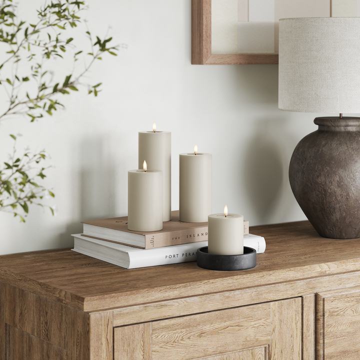 Flameless LED Sand Wax Pillar Candle