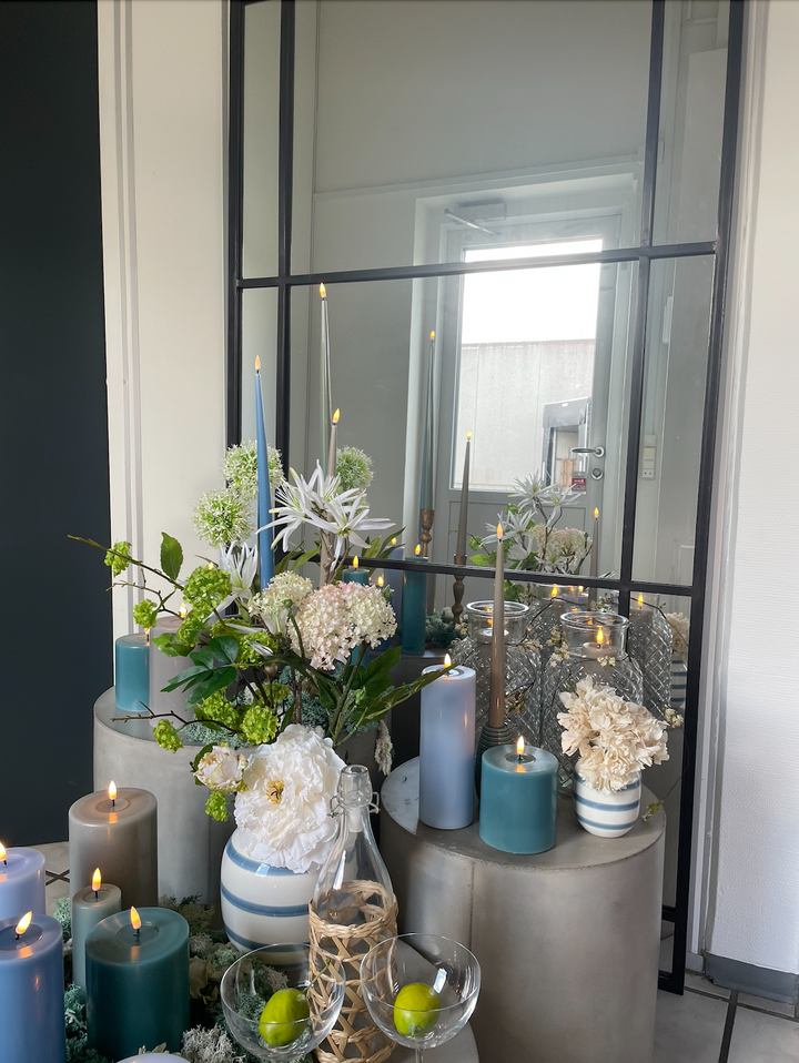 Flameless LED Jade Green Wax Pillar Candle