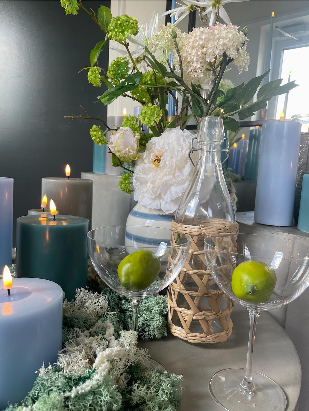 Flameless LED Petroleum Blue Wax Pillar Candle