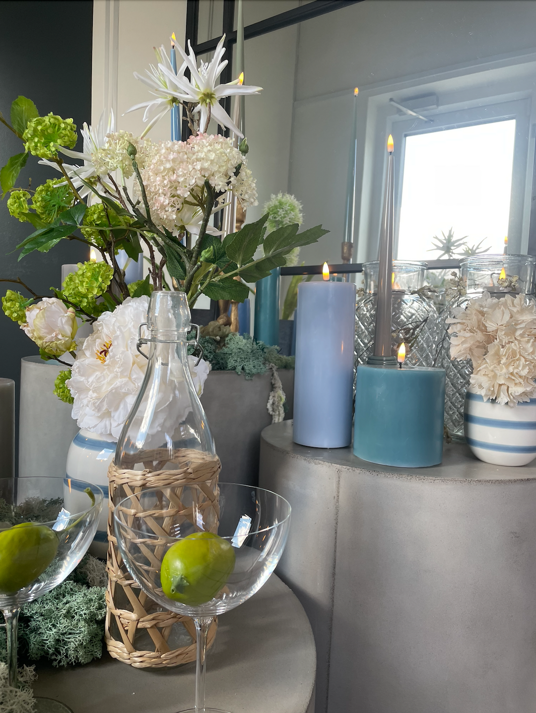 Flameless LED Jade Green Wax Pillar Candle