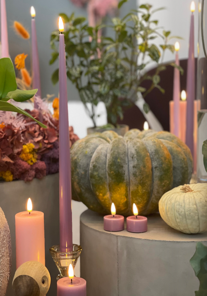 Flameless LED Light Purple Wax Pillar Candle