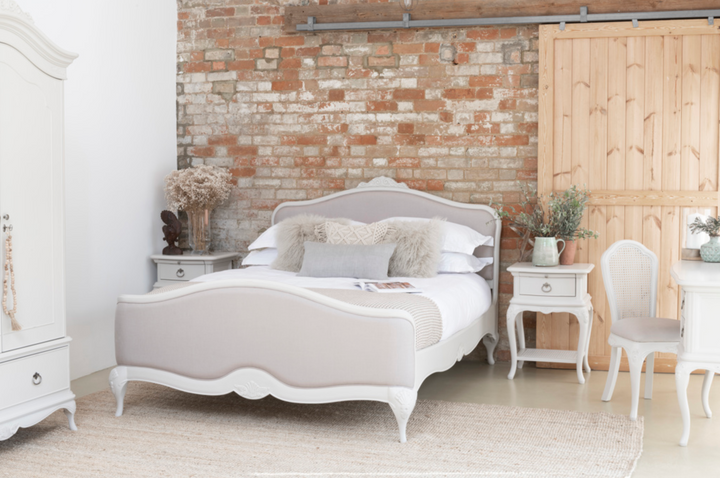 Etienne Grey Upholstered Headboard Bed Frame