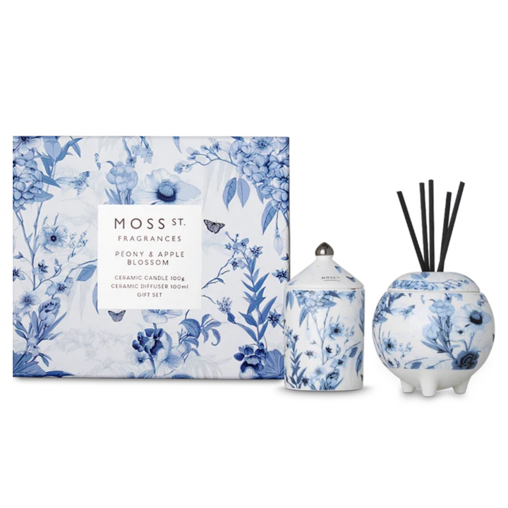 Peony & Apple Blossom Mini Candle & Diffuser Gift Set