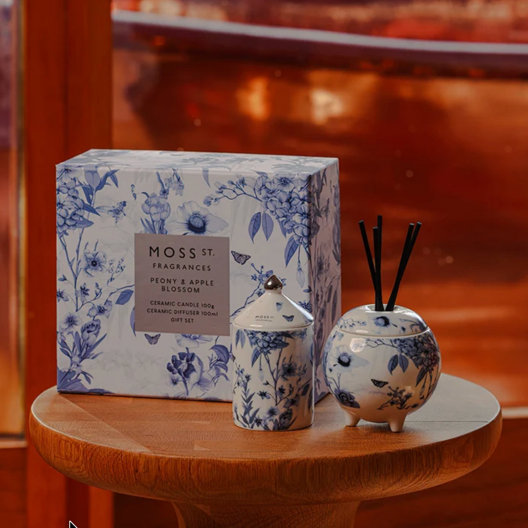 Peony & Apple Blossom Mini Candle & Diffuser Gift Set