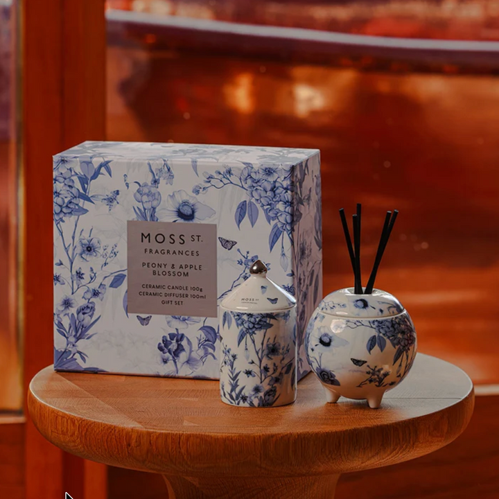 Peony & Apple Blossom Mini Candle & Diffuser Gift Set