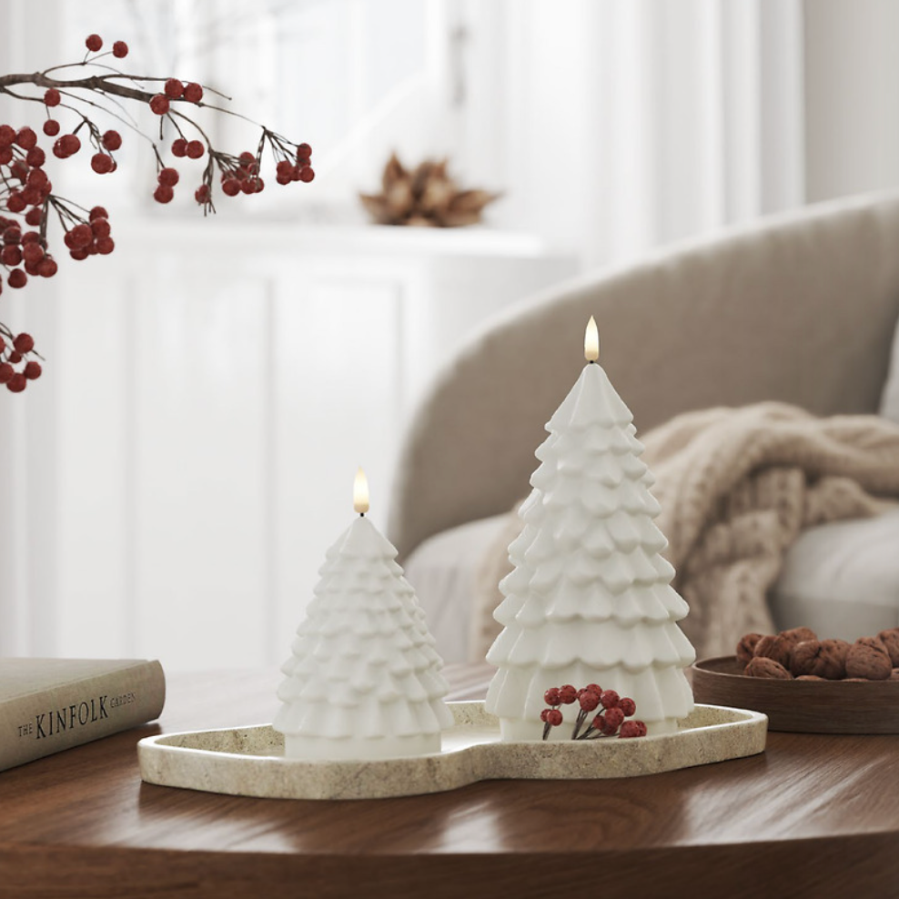 Flameless LED Christmas Tree Green & White Gradient Candle