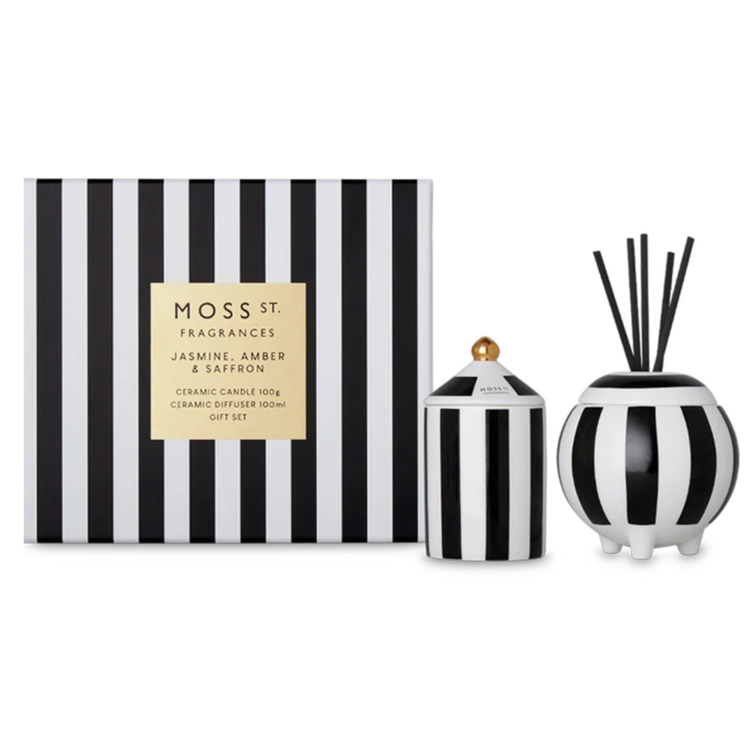 Jasmine, Amber & Saffron Mini Candle & Diffuser Gift Set