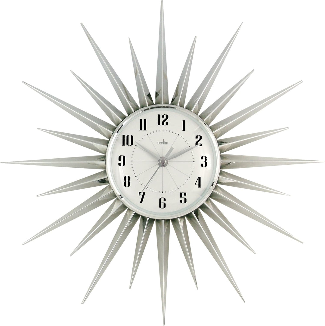 Stella Silver Starburst Wall Clock