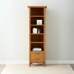 Milton Oak 2 Drawer Single Bookcase