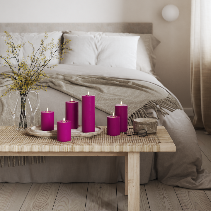 Flameless LED Violet Wax Pillar Candle