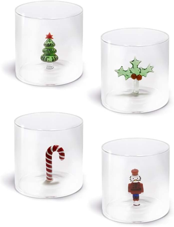 Set of 4 Christmas Borosilicate Glass Tumblers – 250ml