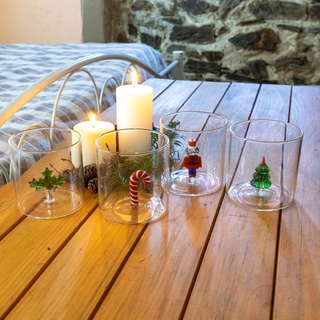 Set of 4 Christmas Borosilicate Glass Tumblers – 250ml