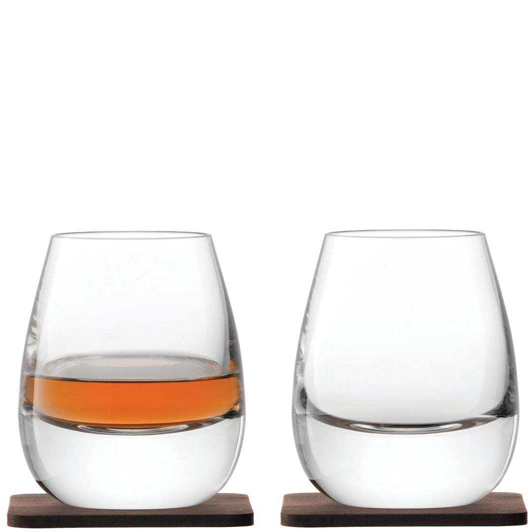 Whisky Islay Tumbler with Walnut Coaster Set of 2