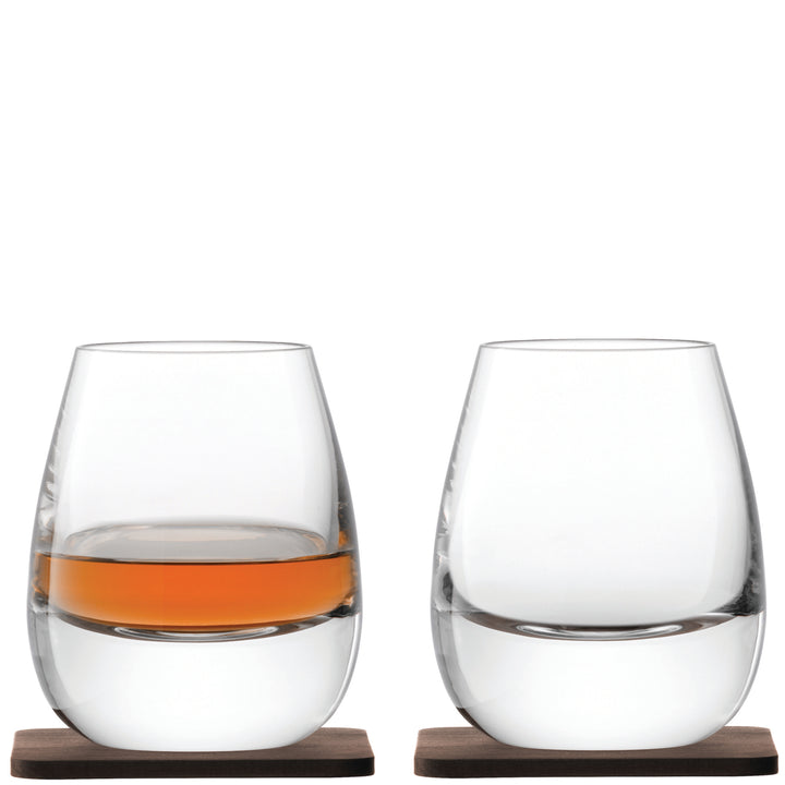 Whisky Islay Tumbler with Walnut Coaster Set of 2
