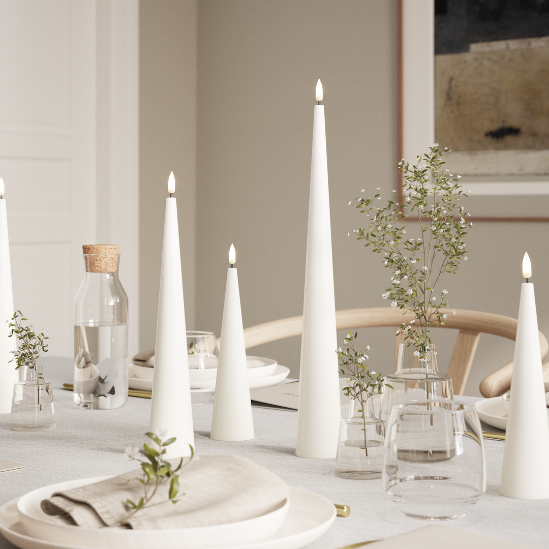 Flameless LED White Cone Candle