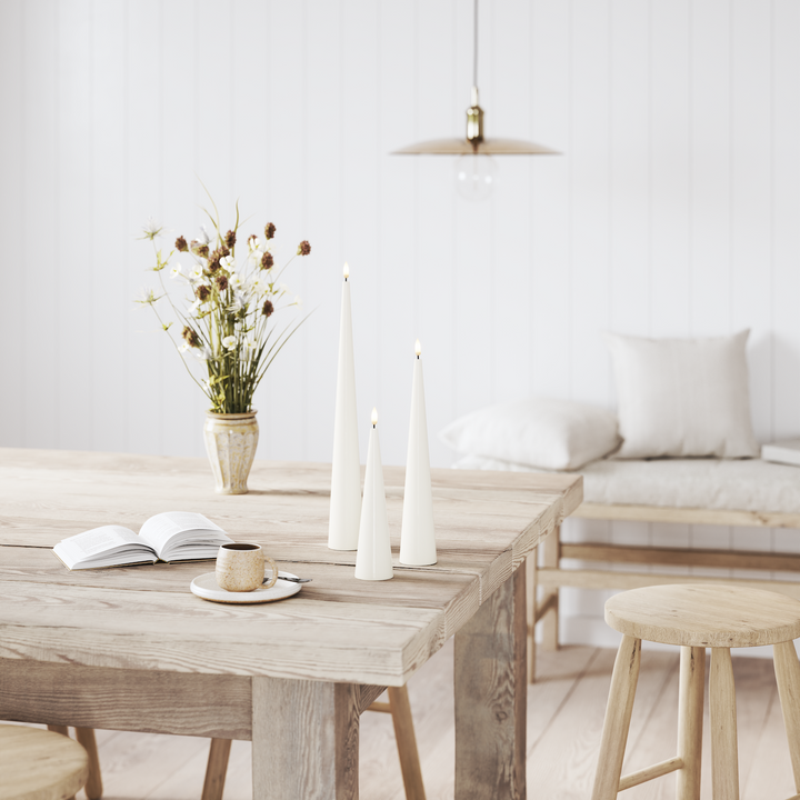 Flameless LED White Cone Candle