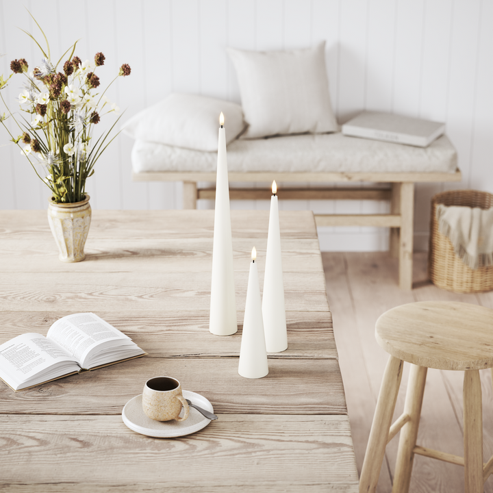 Flameless LED White Cone Candle