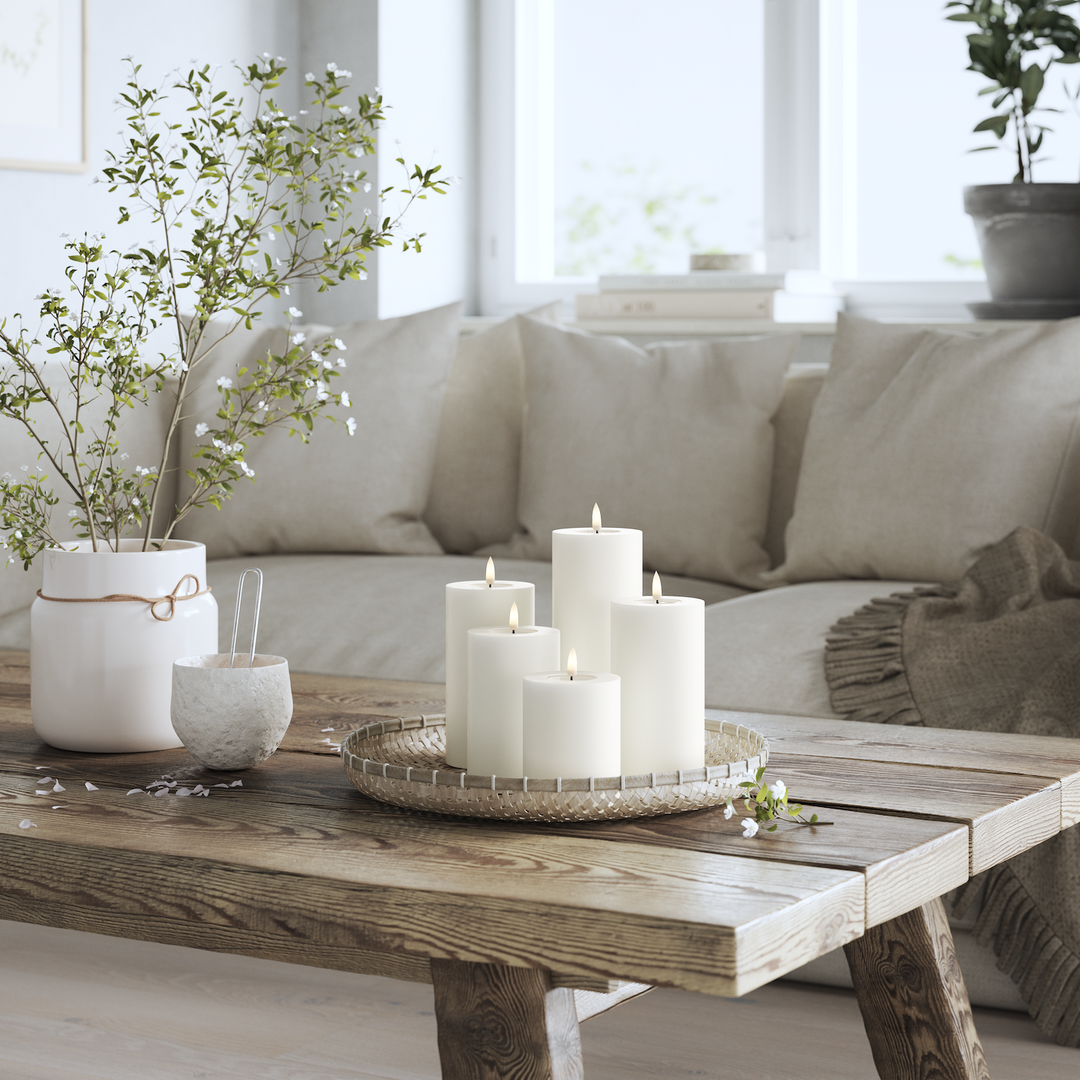 Flameless LED White Wax Pillar Candle