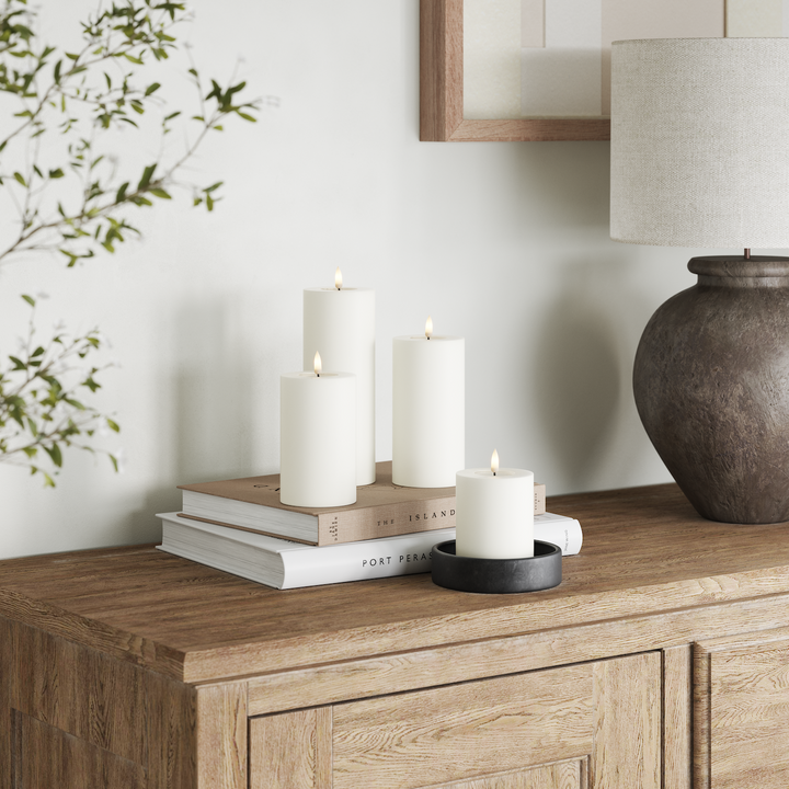 Flameless LED White Wax Pillar Candle