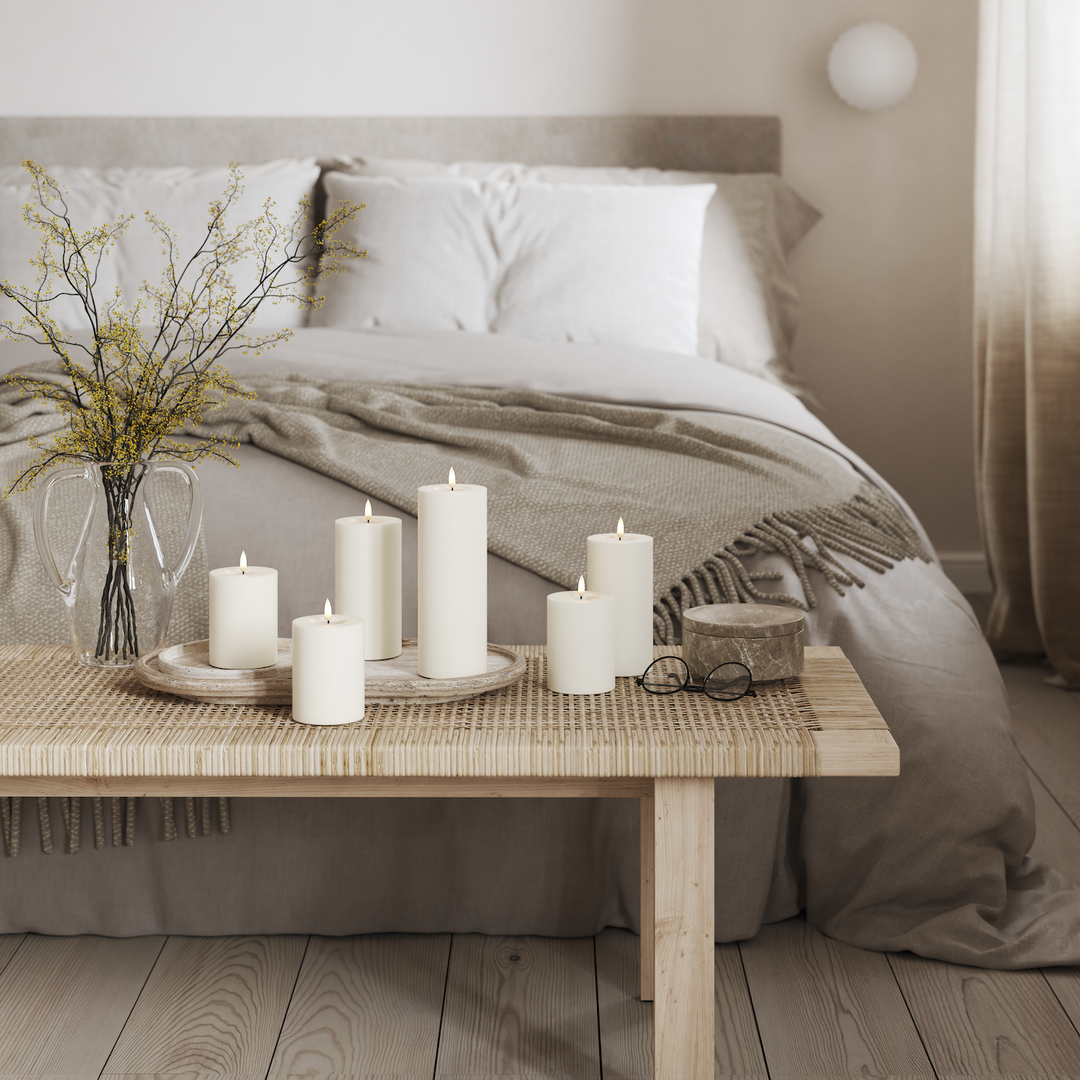 Flameless LED White Wax Pillar Candle