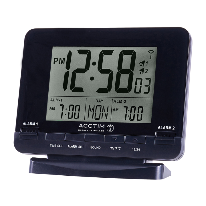 Delaware Black Radio Controlled Alarm Clock
