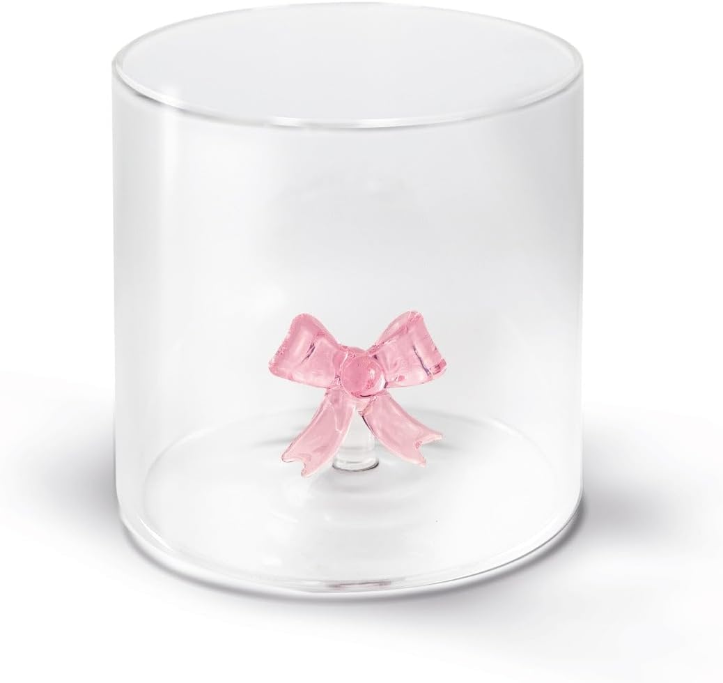 Borosilicate Glass Tumbler with Pink Bow – 250ml Gift Boxed