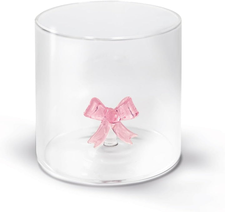 Borosilicate Glass Tumbler with Pink Bow – 250ml Gift Boxed