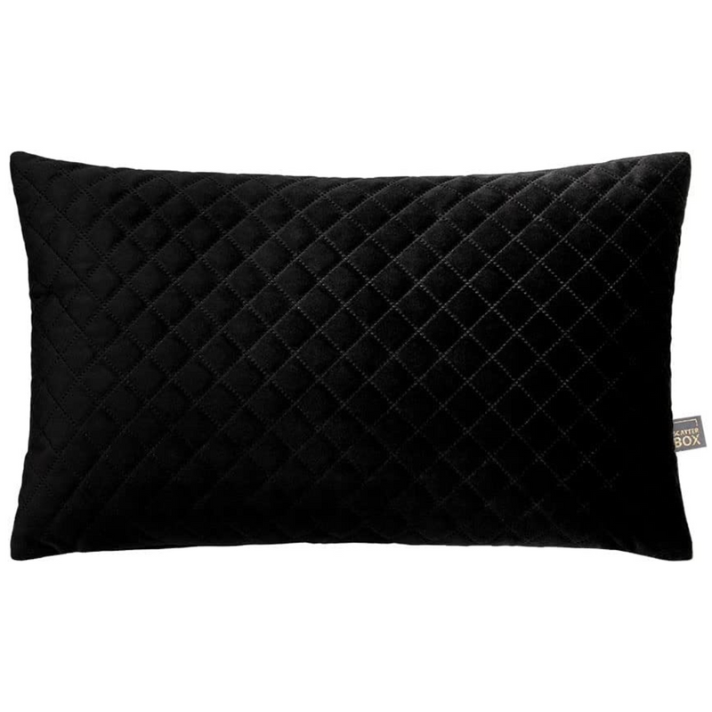 Erin Black Diamond Geometric Quilted Cushion - 30 x 50 cm